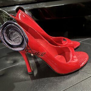 Joey O Women's Shoes/Red-Purple Rose/6M/4" Heels/Leather